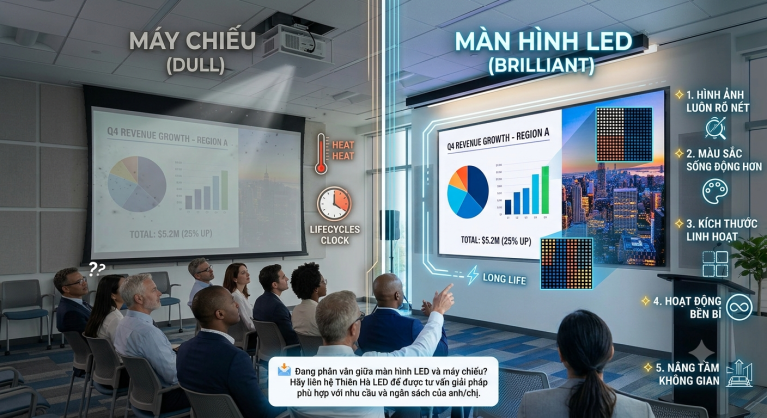 So sánh màn hình Led và máy chiếu